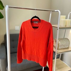 Everlane Orange Cotton Oversized Cropped Pullover